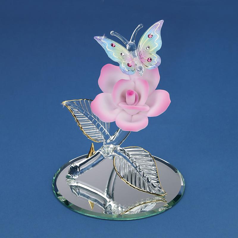 Glass Baron Butterfly Pink Rose