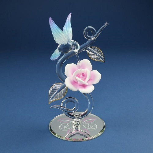 Glass Baron Hummingbird With Rose Vine