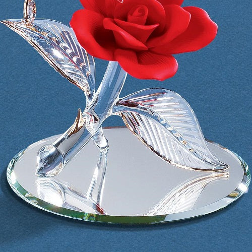 Glass Baron Hummingbird With Red Rose