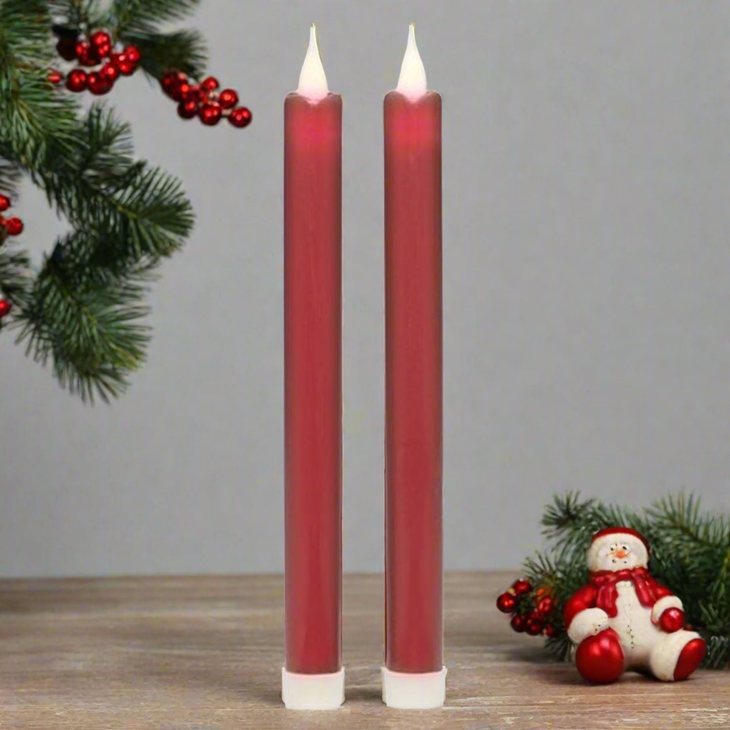Roman Flameless LED Wax Taper Candles 9"H Red 3-D Motion