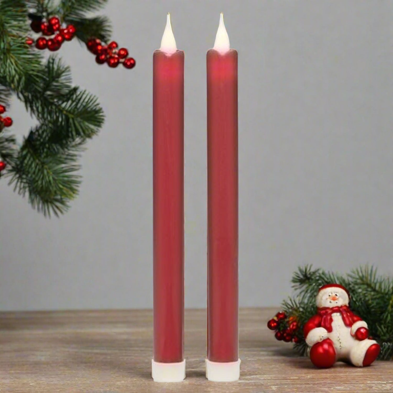 Roman Flameless LED Wax Taper Candles 9"H Red 3-D Motion