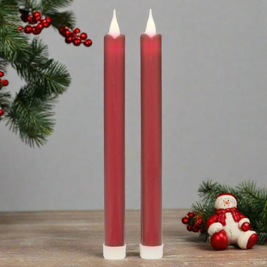 Roman Flameless LED Wax Taper Candles 9"H Red 3-D Motion