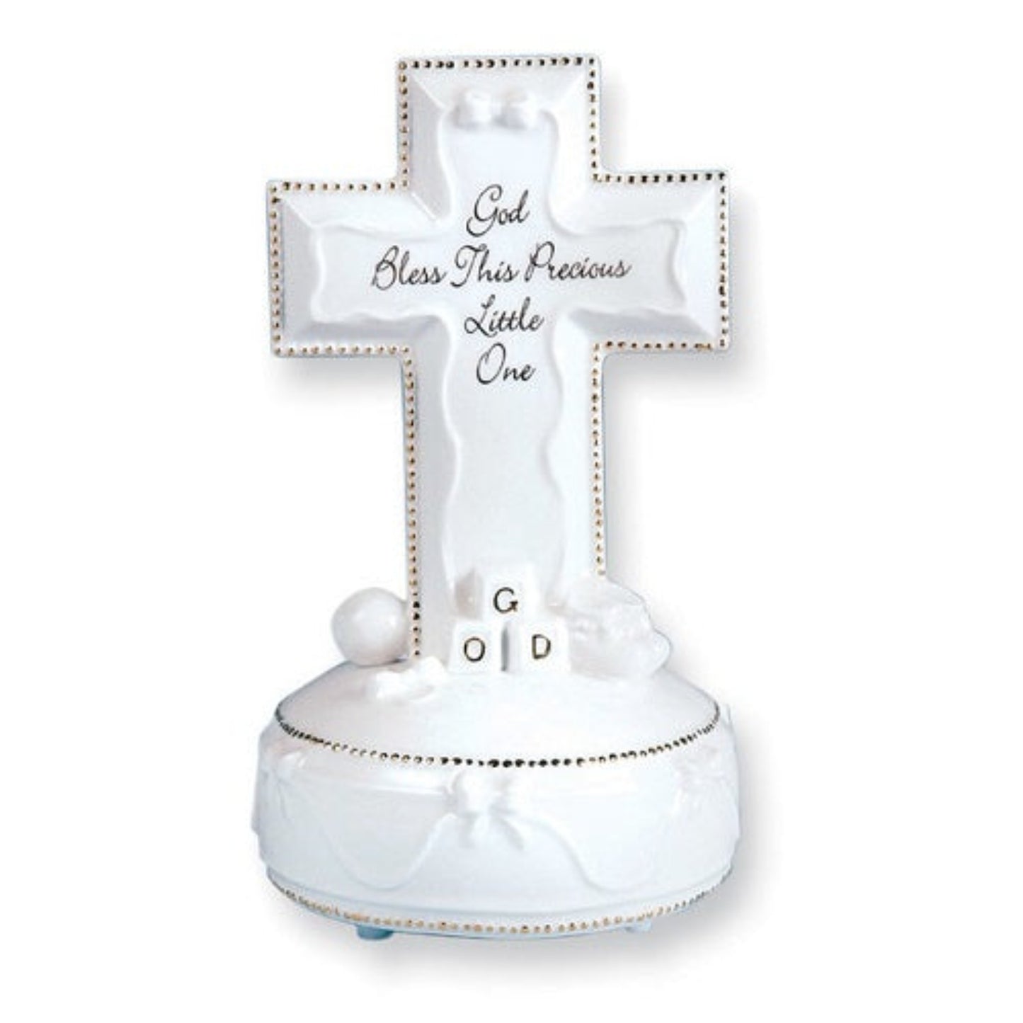 Roman God Bless Baby Musical Cross Statue