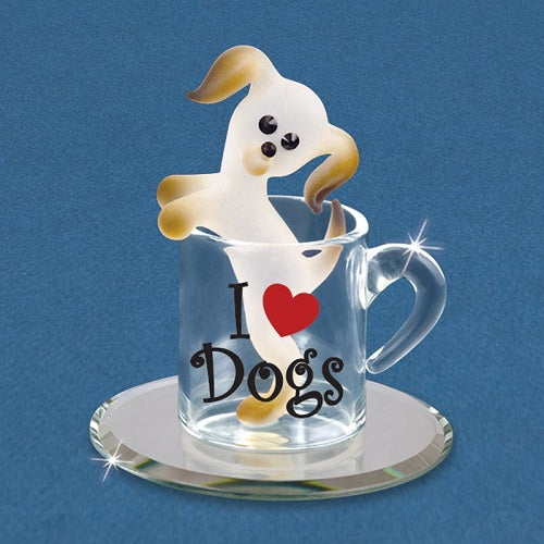 Glass Baron Tiny Pup In A Cup Figurine