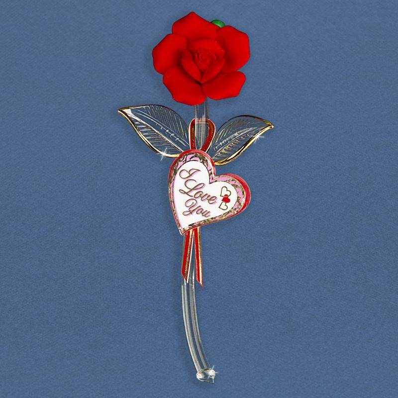 Glass Baron "I Love You" Red Rose Small