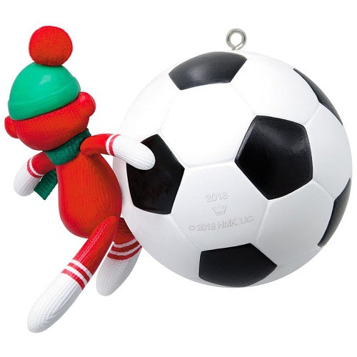 Soccer Star Sock Monkey 2018 Personalization Ornament