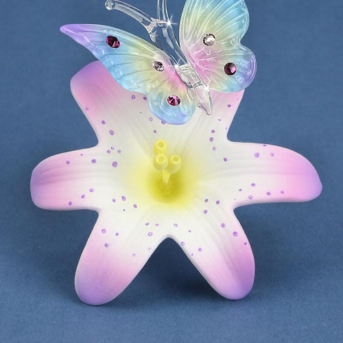 Glass Baron Butterfly Large Porcelain Lavender Lily