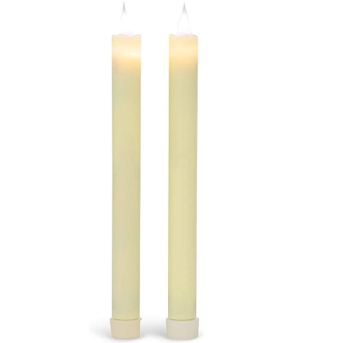 Roman Flameless LED Wax Taper Candles 9"H Ivory 3-D Motion