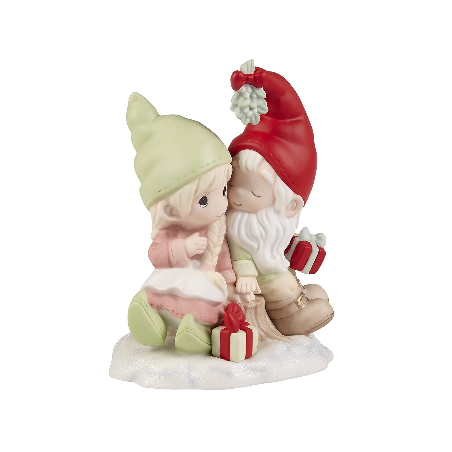 Precious Moments Gnomie Wishes and Mistletoe Kisses Figurine