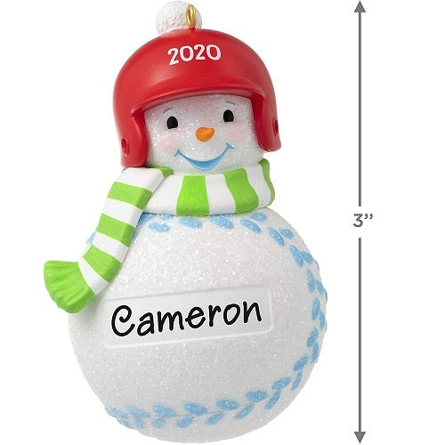 Ornament 2020 Baseball Snowman, DIY Personalized