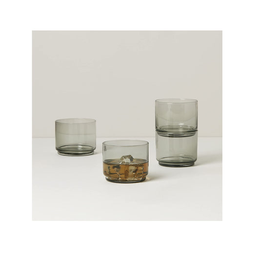 Tuscany Smoke Classics Stackable 4-Piece Short Glasses By Lenox