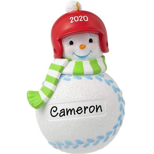 Ornament 2020 Baseball Snowman, DIY Personalized