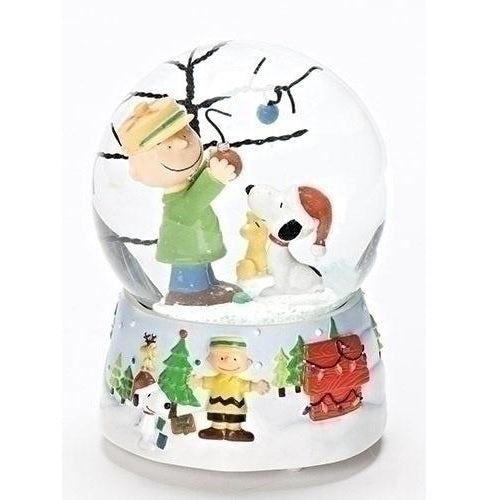 Roman Charlie Brown And Snoopy O Christmas Tree Musical Water Globe