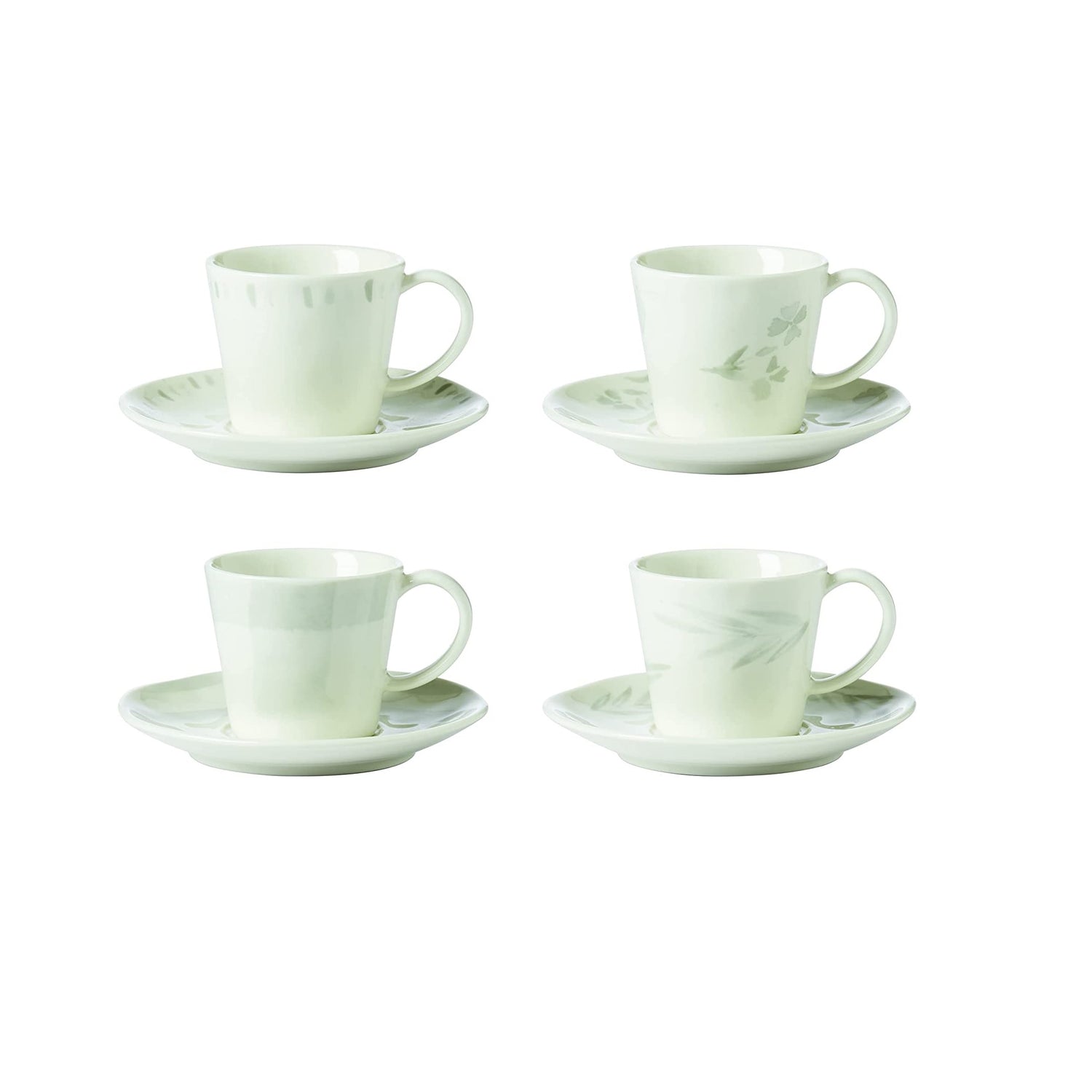 Lenox Blue Bay 4 Piece Teacup & Saucer Set