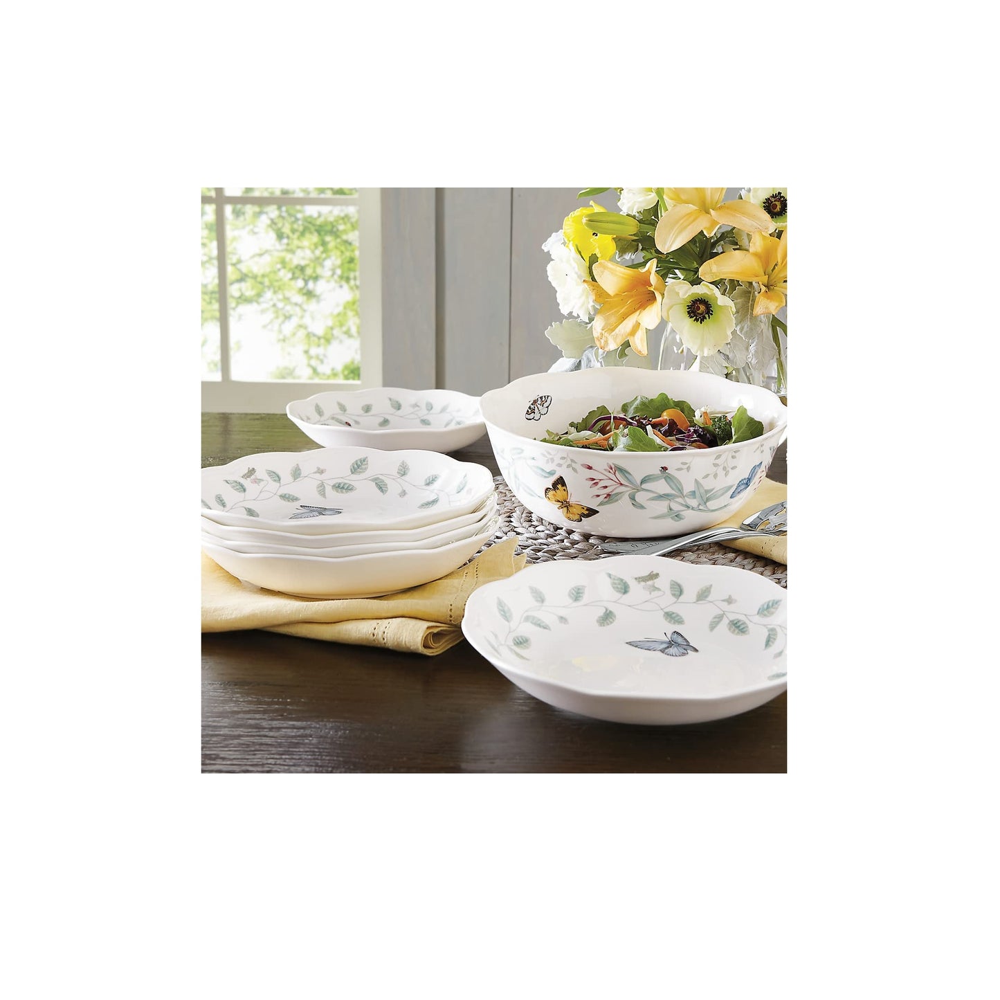 Butterfly Meadow 7-Piece Pasta and Salad Bowl Set by Lenox