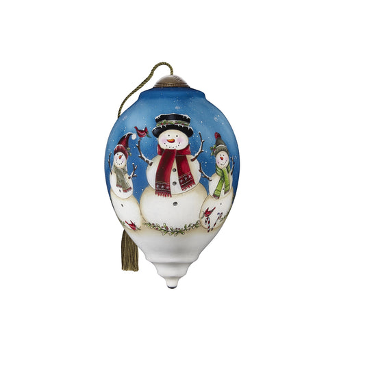Snowflakes, Friendship, And Winter Cheer, Hand-Painted Glass Ornament