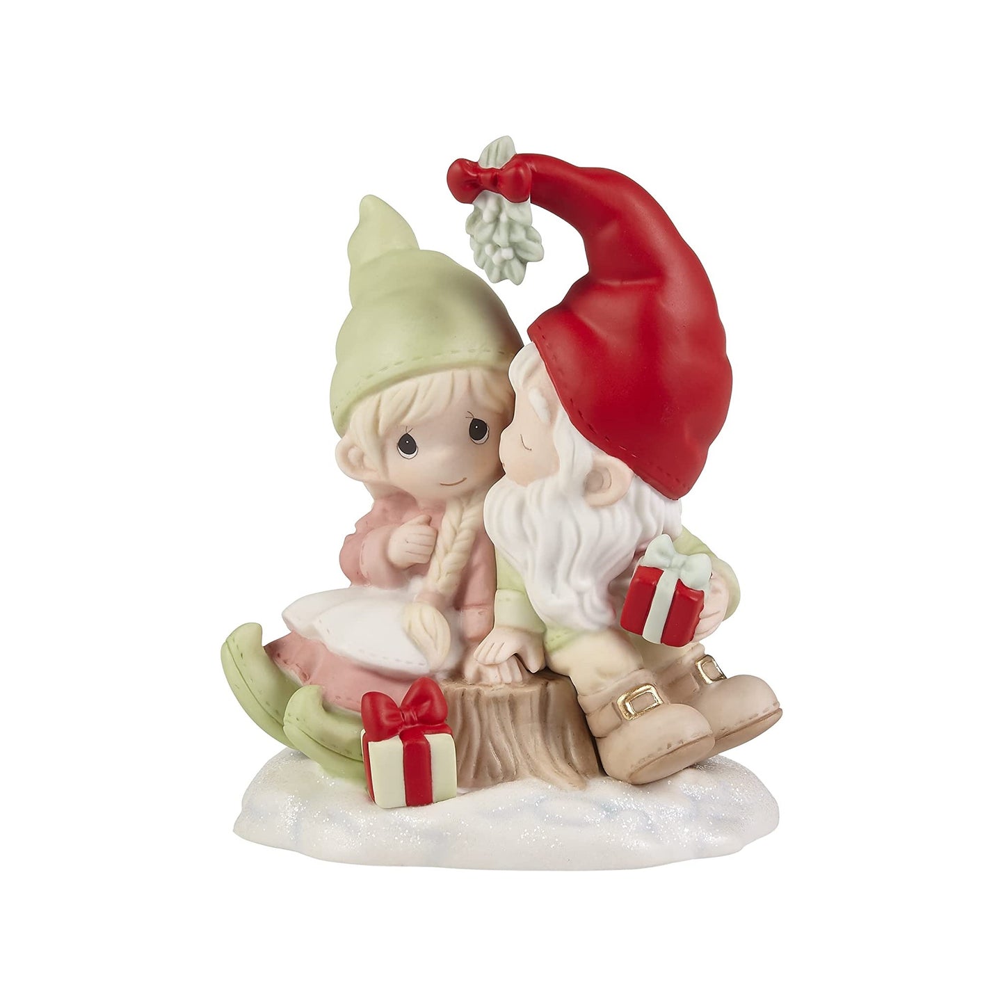 Precious Moments Gnomie Wishes and Mistletoe Kisses Figurine