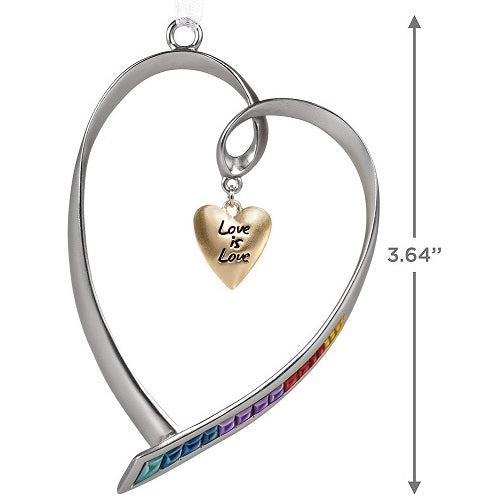 Ornament 2020, Love Is Love Rainbow Heart, Metal