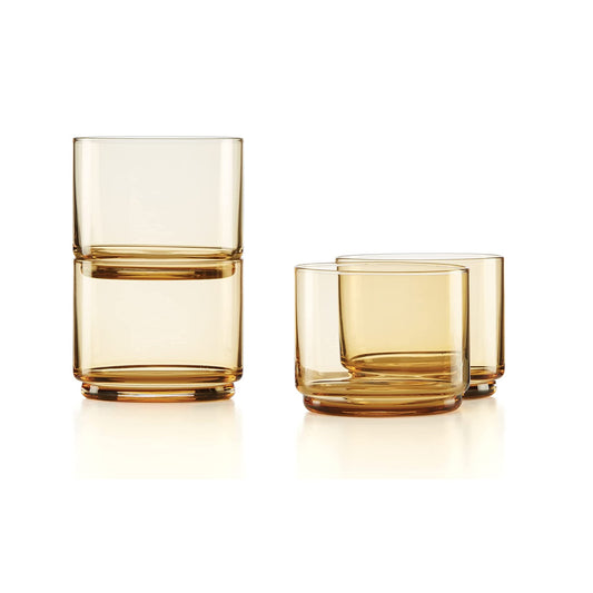 Tuscany Amber Classics Stackable 4-Piece Short Glasses By Lenox