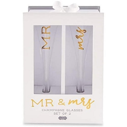Mud Pie Mr & Mrs Champagne Flutes