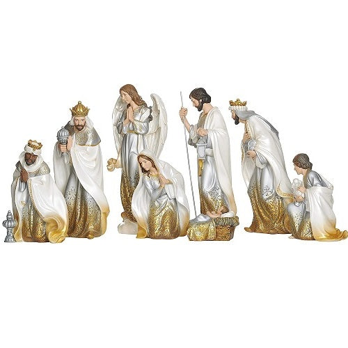 Nativity 8 Piece Set 14" H Gold Ombre Finish by Josephs Sudio