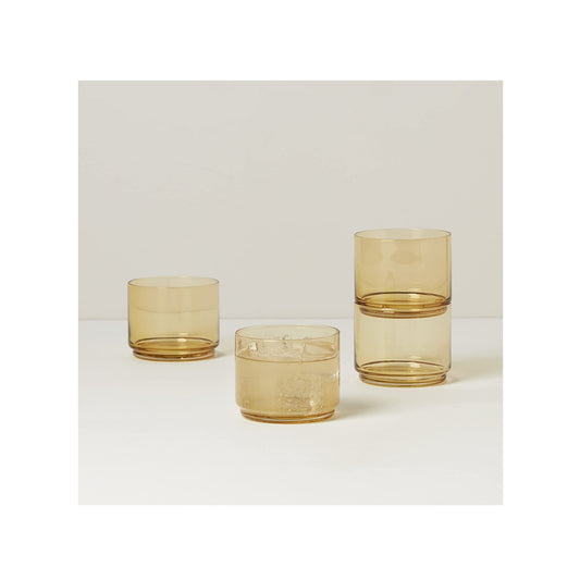 Tuscany Amber Classics Stackable 4-Piece Short Glasses By Lenox