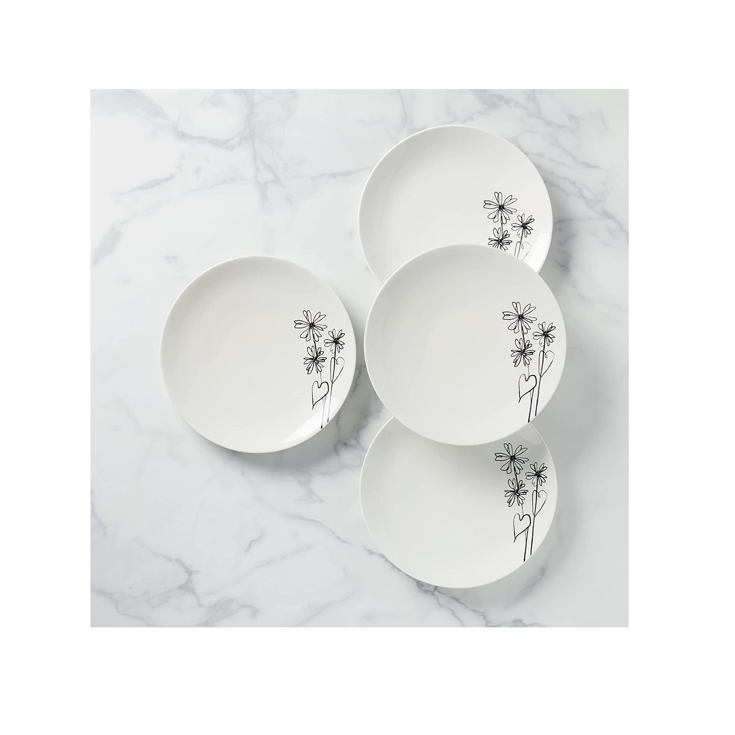 Kate Spade New York Garden Doodle Dinner Plates in White set of 4 by Lenox