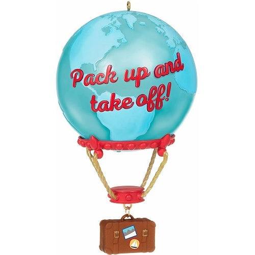 Ornement 2021 Up and Away Globe Voyage en montgolfière