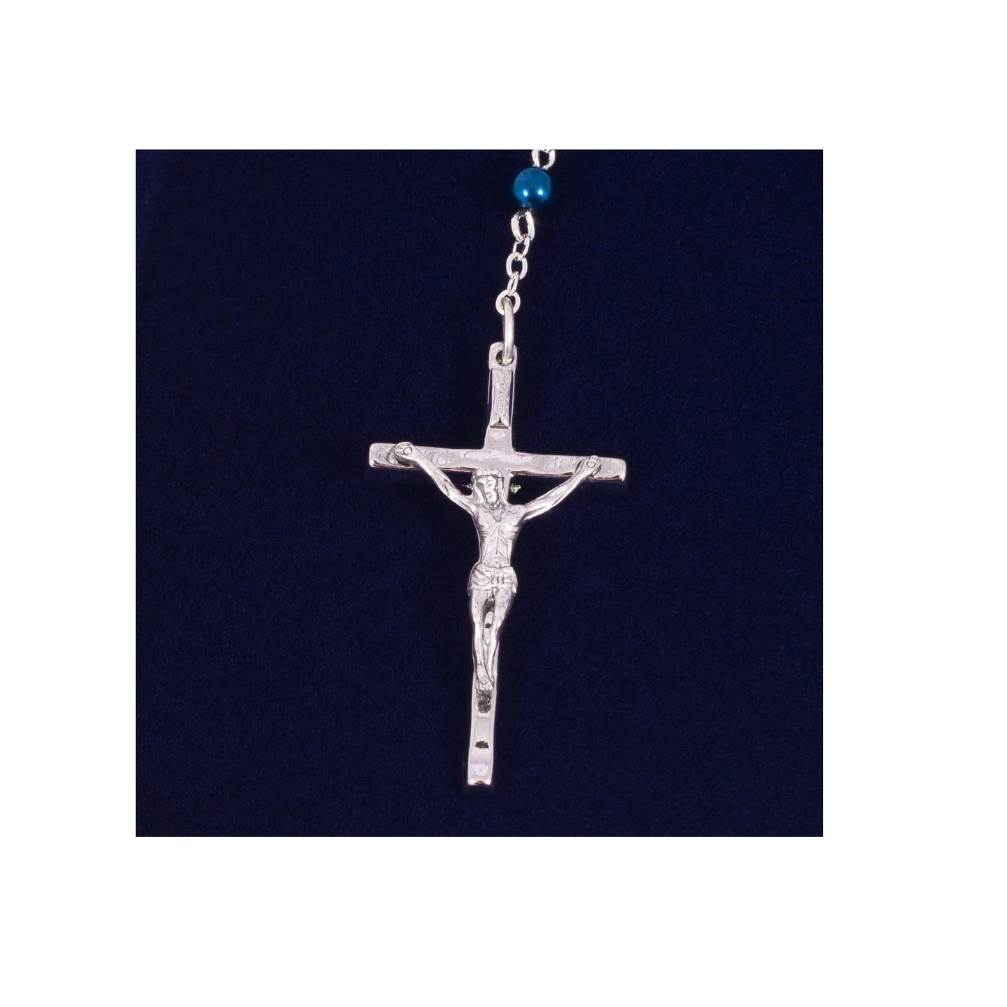 Dark Blue Communion Rosary by Roman