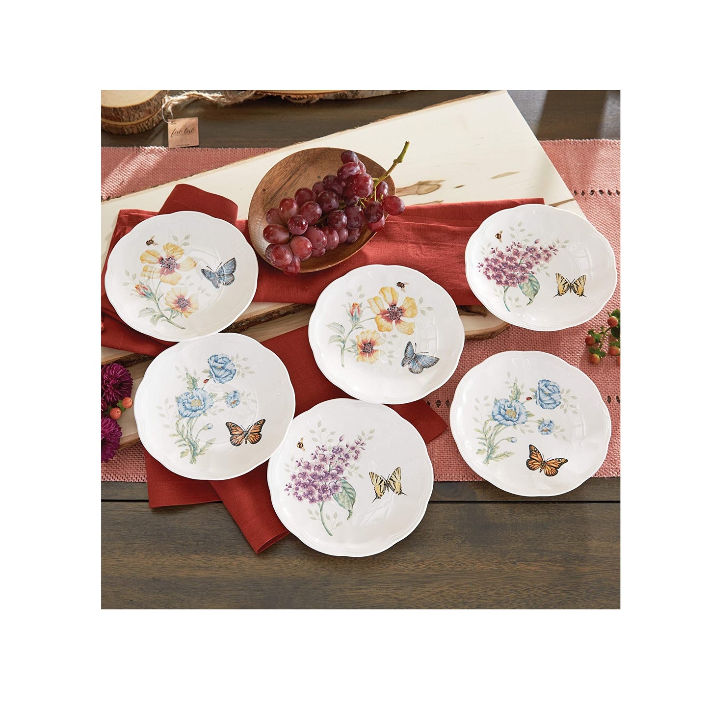 Butterfly Meadow 6-Piece Party Plate Set by Lenox