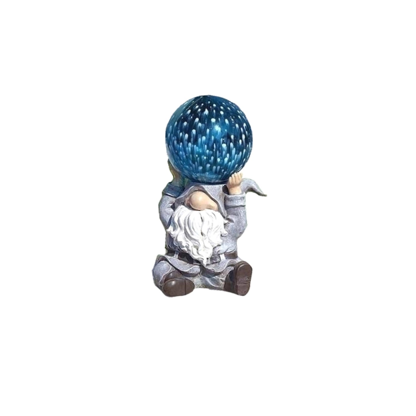 Roman Solar Powered Blue LED Sitting Gnome Outdoor