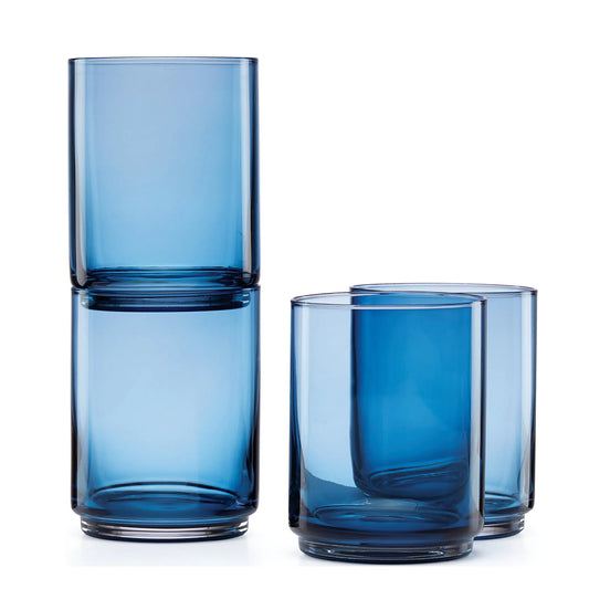 Tuscany Classics Blue Stackable 4-Piece Tall Glasses By Lenox