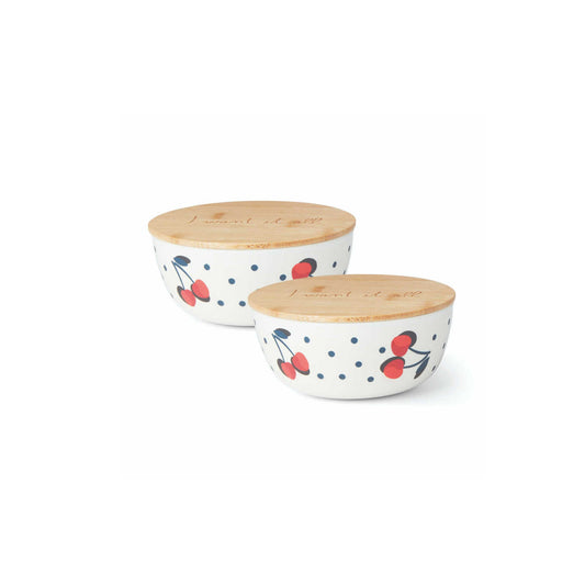 Kate Spade New York Vintage Cherry Dot Bowl With Lid, Set of 2