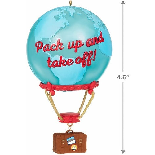 Ornement 2021 Up and Away Globe Voyage en montgolfière