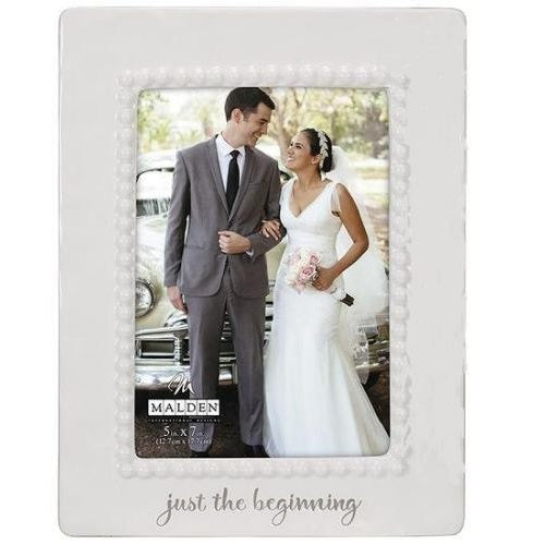 Malden "just the beginning" Ceramic Beaded Wedding Photo Frame