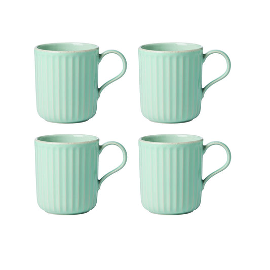 French Perle Scallop Ice Blue Mugs, Set of 4 by Lenox