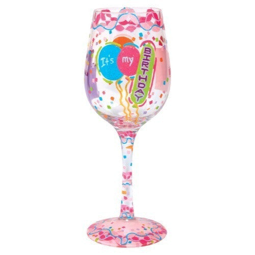 Lolita Wine Glass - It's My Birthday - Ria's Hallmark & Jewelry Boutique