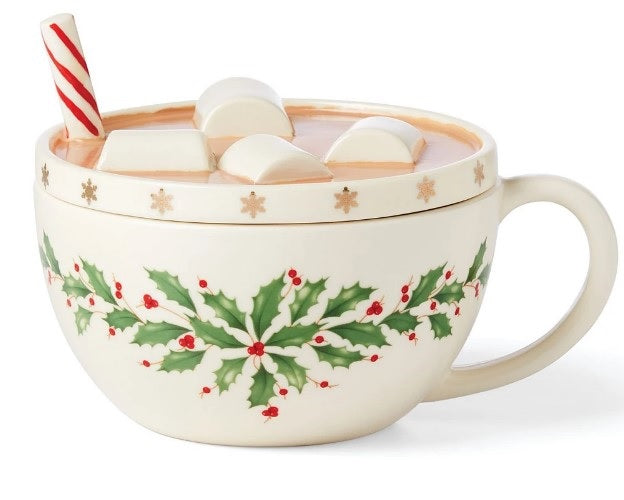 Lenox Holiday Cocoa Mug Covered Candy Dish