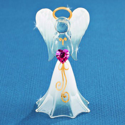 Glass Baron White Angel with Crystal Heart Figurine - Ria's Hallmark & Jewelry Boutique