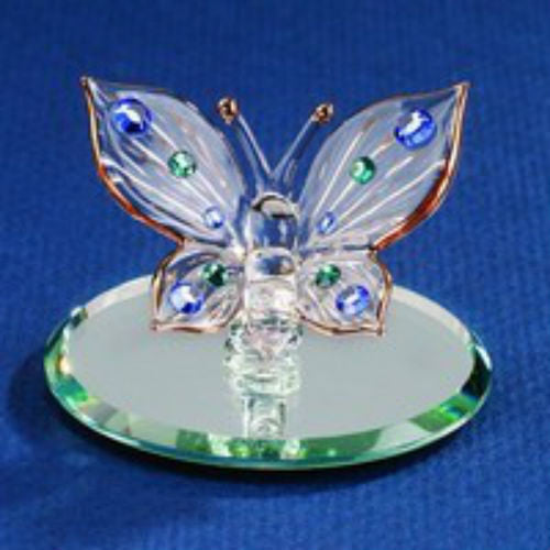 GLASS BARON BUTTERFLY, BLUE CRYSTALS - Ria's Hallmark & Jewelry Boutique