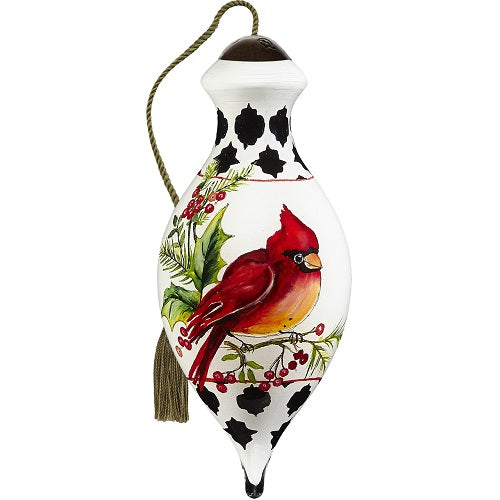 Peace Cardinal With Black and White Border Ornament